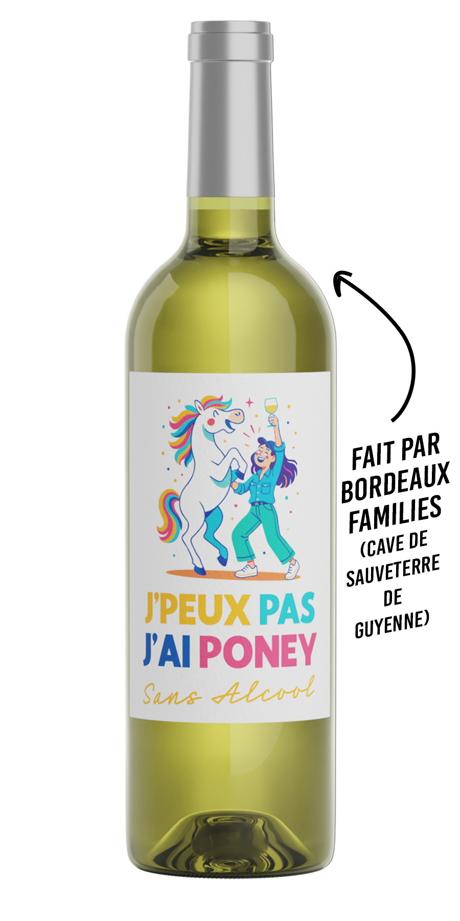 Vin blanc sans alcool cadeau original – J’peux pas j’ai Poney