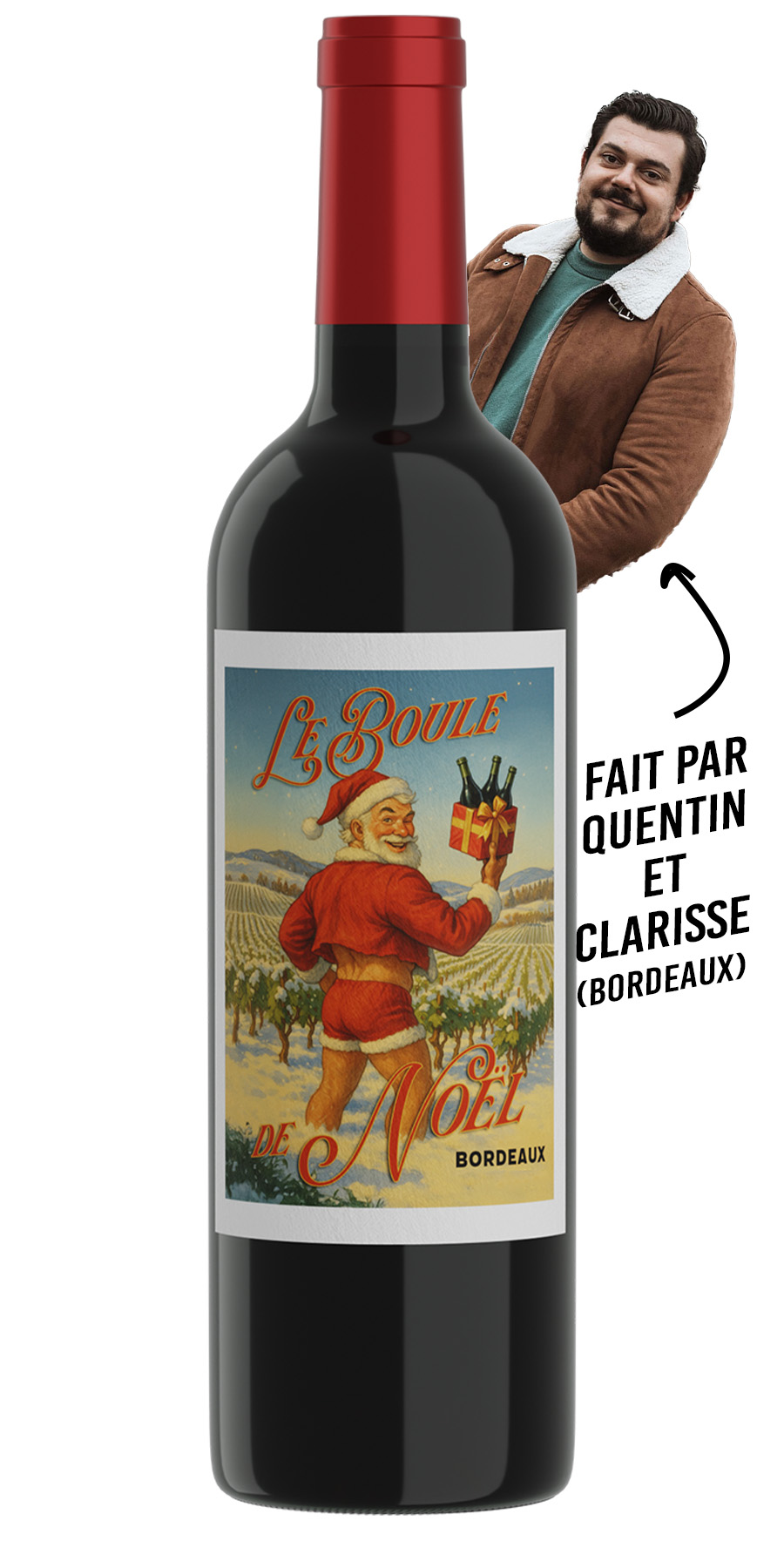 Le Boule de Noël – Vin rouge de Bordeaux festif et idée cadeau de Noël originale