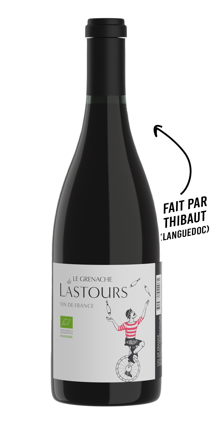 Étiquette “Le Grenache de Lastours” – vin rouge bio du Languedoc, idée cadeau vin rouge